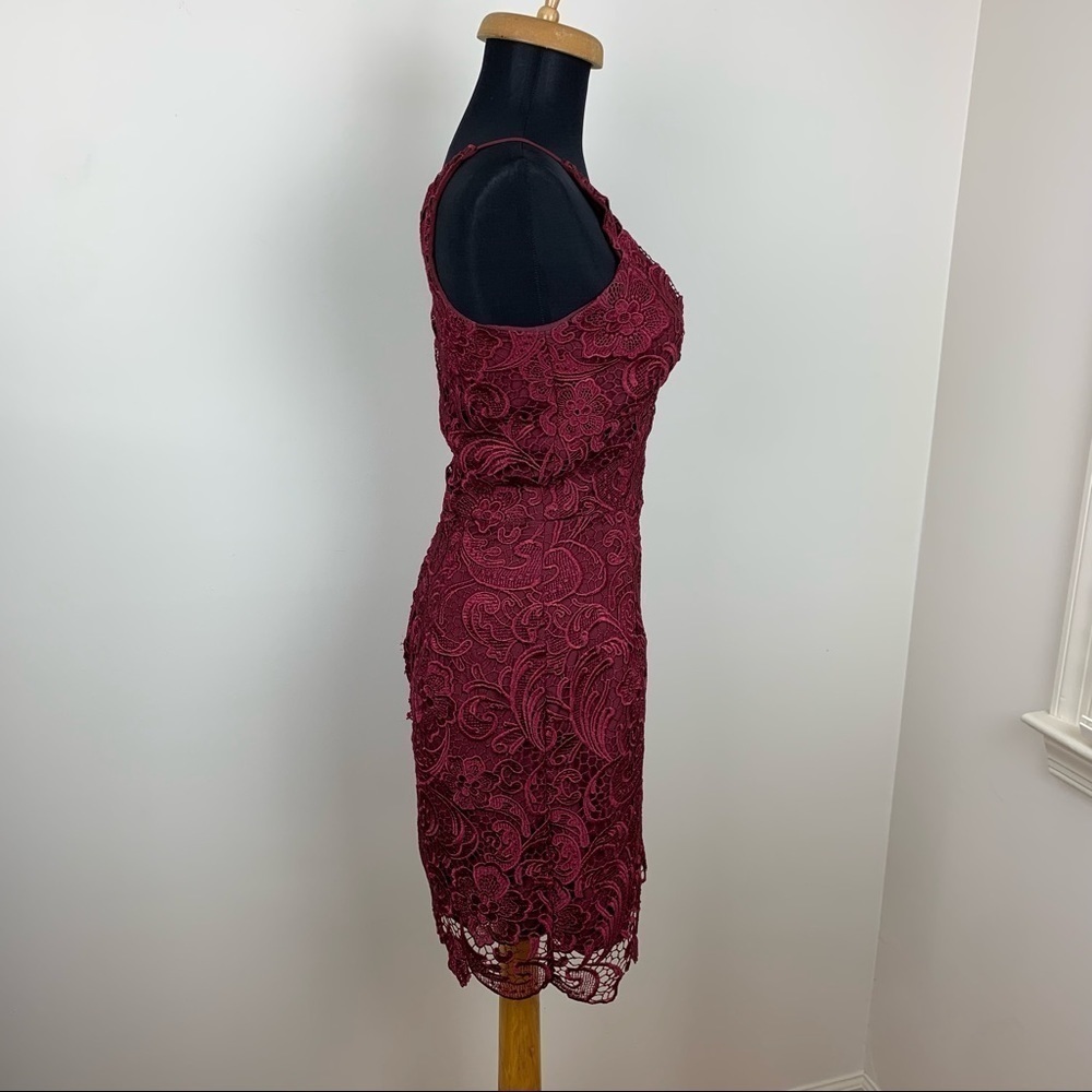 Dress The Population Red Berry Lace Mini Dress S - Picture 6 of 16